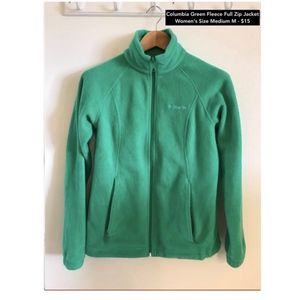 Columbia Green Fleece Full Zip Jacket Women's M